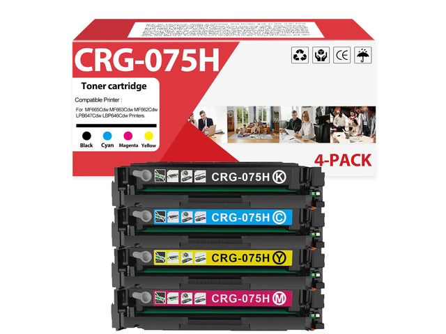 4 Pack 075H CRG075H CRG-075H CRG075H Toner Cartridge Replacement for Canon 075H Toner Work for MF665Cdw MF663Cdw MF662Cdw LPB647Cdw LBP646Cdw...