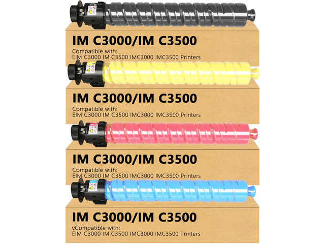 Ricoh IM C3000 Toner Cartridge IM C3500 Toner with Chip Compatible with IMC3000 IM C3500 Printers(4 Packs Black Cyan Magenta Yellow 842251 842252...