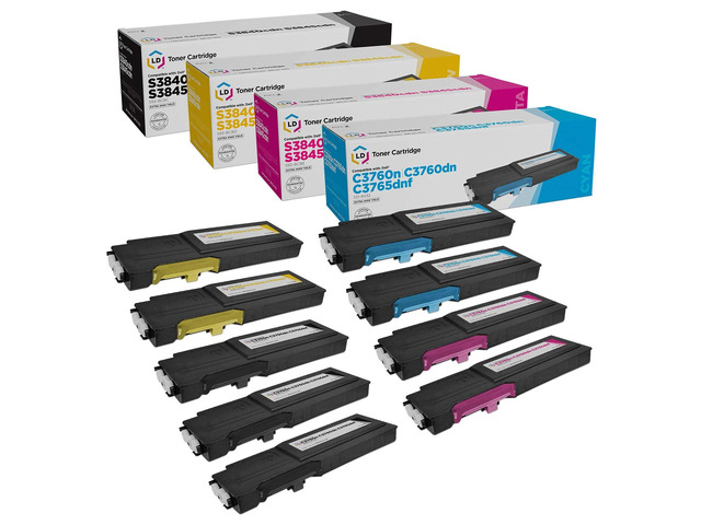 Products Compatible Toner Cartridge Replacements for Dell Color Laser C3760 C3765 Extra High Yie (3 331-8429 Black, 2 331-8432 Cyan, 2 331-8431...
