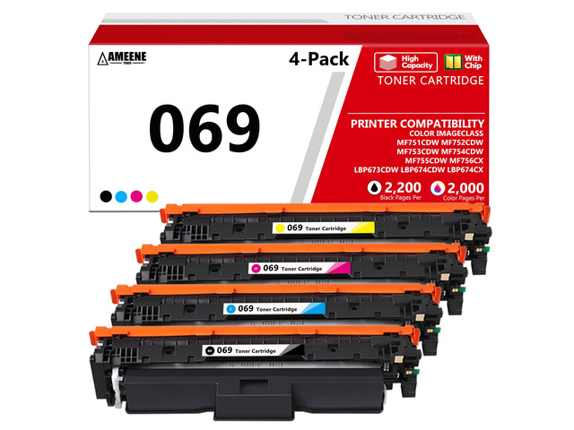 069 Toner Cartridge Set High Capacity 4-Pack Compatible for Canon 069 CRG-069 Toner Cartridges for MF753Cdw LBP674Cdw MF754Cdw MF751Cdw MF752Cdw...