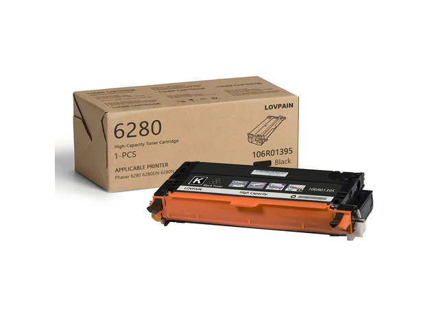 6280 Black High Capacity Toner Cartridge 1Pack (7,300 Pages) - Lovn Compatible 106R01395 Toner Cartridge Replacement for Xerox Phaser 6280 6280DN...