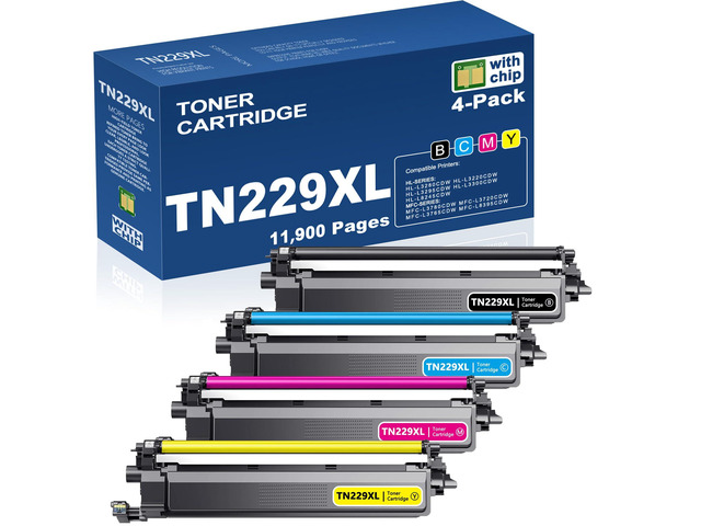 TN229XL Toner Cartridges 4 Pack MFC-l3780CDW Replacement for Brother TN229 TN-229XL Works with HL-L3280CDW MFC-L3720CDW HL-L3220CDW MFC-L3765CDW...