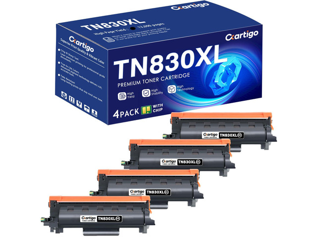 TN830XL Black High Yield Toner Cartridge 4 Pack Replacement for TN-830XL TN 830XL Compatible with Brother HL-L2460DW DCP-L2640DW HL-L2480DW...