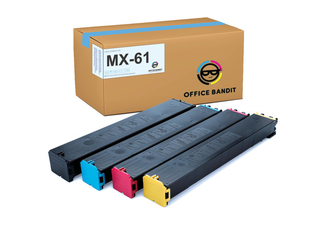 Office Bandit Compatible Toner for Sharp MX-3071, MX-4071, MX-5071 MX61 MX-61NTBA, MX-61NTCA, MX-61NTMA, MX-C61NTYA Black, Cyan, Magenta, Yellow