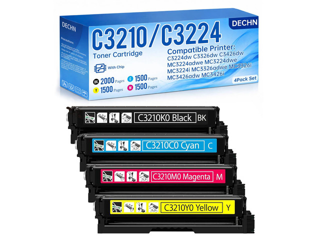 MC3224dw C3210 Toner Cartridge Set(with Chip)Compatible with Lexmark C3210K0 C3210C0 C3210M0 C3210Y0 Toner Suitable for C3224dw C3326 C3426...