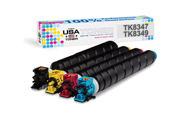 Compatible Replacement for Kyocera TASKalfa 2552ci, 2553ci, Copystar CS2552ci, CS2553ci, TK-8347, TK-8349 (Cyan, Magenta, Yellow, Black, 4 Pack)