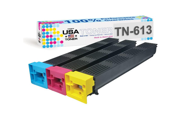 Compatible Replacement for Konica Minolta Bizhub C452, C552, C552DS, C652, C652DS, TN613 (Cyan, Magenta, Yellow, 3pk)