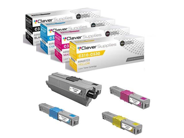 CS Replacement Toner Cartridge Compatible with Okidata C330 44469801 Black 44469703 Cyan 44469701 Yellow 44469702 Magenta C17 C310 C310dn C330dn...