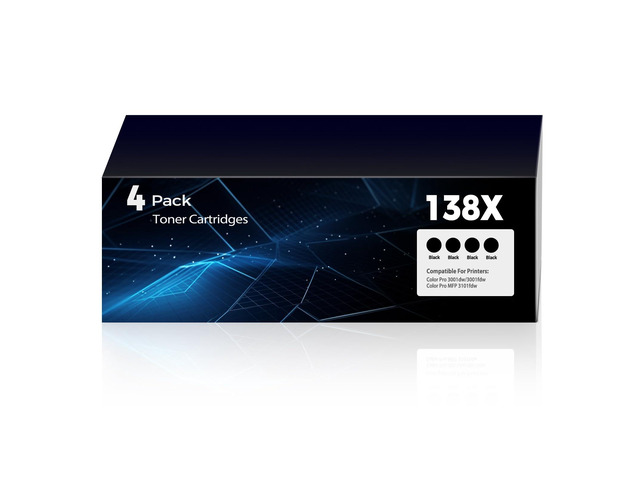 138X Black High-Yield Toner Cartridge 4-Pack (with Chip) Pro 3001dw 3001fdw,Compatible for HP 138X 138A W1380A W1380X Black LaserJet Toner...