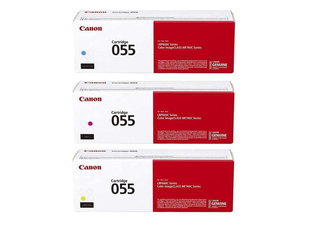Genuine 055 CMY Color Toner Cartridge Set, Cyan Magenta & Yellow 3-Pack