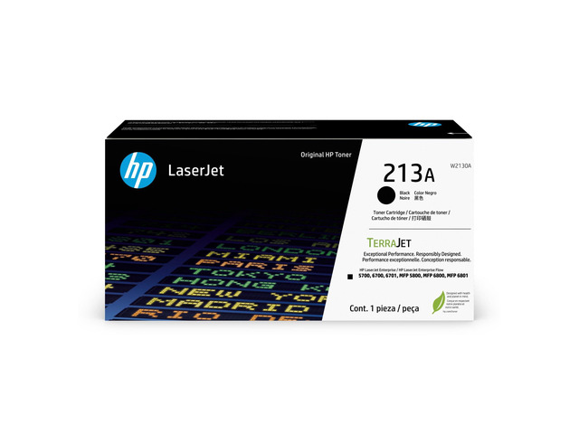 213A Black Original LaserJet Toner Cartridge, W2130A. Works Printer Series: 5700, 5800, 6700, 6701, 6800, 6801
