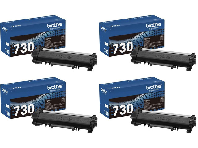 Genuine Black Toner Cartridge 4-Pack, TN730, Replacement Black Toner, Page Yield Up to 1,200 Pages Each
