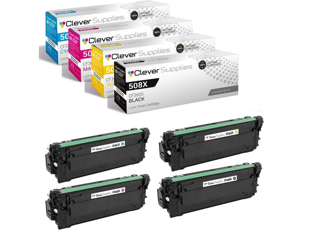 CS Replacement Toner Cartridge Compatible with HP 508A CF360X Black CF361A Cyan CF363A Magenta CF362A Yellow 508X Color Enterprise M533X M552DN...