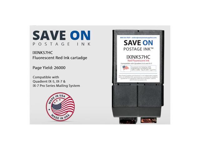 Compatible IXINK57HC Quadient Neopost Ink Cartridge (High Capacity) - Vibrant Fluorescent Red Printer Ink Cartridge for IX-5, IX-7 & IX-7 Pro...