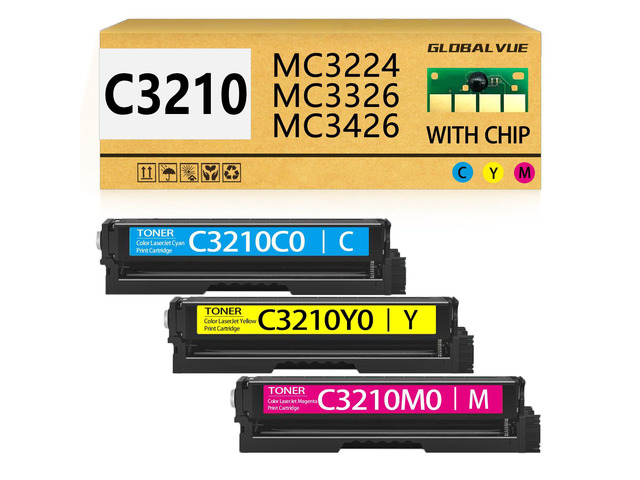 C3210 MC3224 Toner Cartridges CMY 3 Pack Compatible with Lexmark C3224 C3210C0 C3210K0 C3210M0 C3210Y0 Toner Cartridges for C3326 C3426 MC3224...