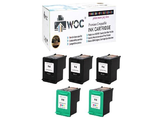 WOC Remanufactured Ink Cartridge Replacement for HP 94/95 (C8765WN / C8766WN) (5-Pack: 3x Black + 2x Tri-color)
