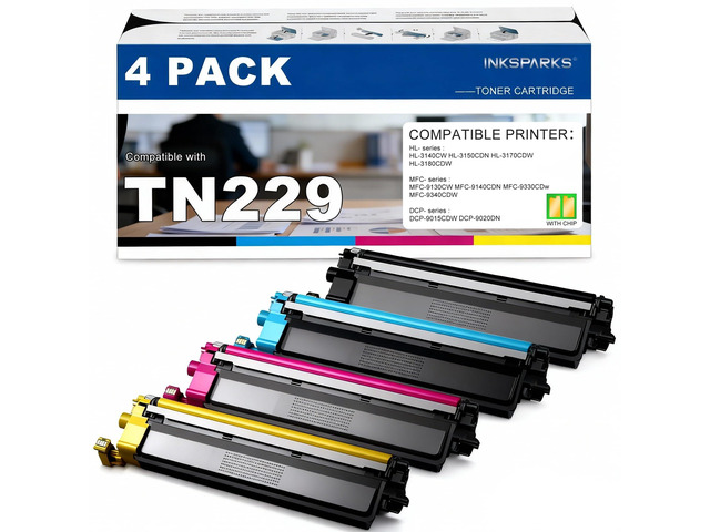 Compatible TN229 Toner Cartridges for Brother MFC-L3765CDW MFC-L3780CDW HL-L3220CDW HL-L3280CDW HL-L3295CDW HL-L3300CDW Printers, High Yield, Black...
