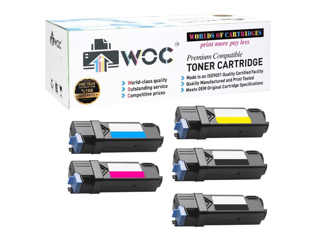 WOC Compatible Toner Cartridge Replacement for Xerox 106R01278 / 106R01279 / 106R01280 / 106R01281 (5-Pack: Cyan + Magenta + Yellow + 2x Black)...