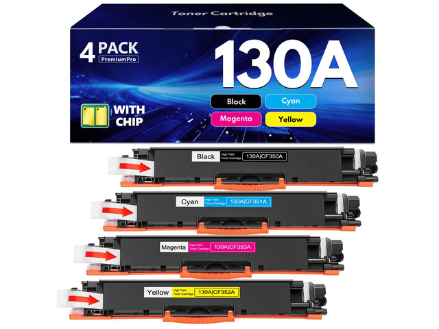 130A Toner Cartridges (4-Pack, BK/C/M/Y) Compatible High Yield Cartridge Replacement for HP 130A Toner Cartridge Work with Color Pro MFP M177fw...