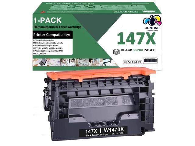 147X Black Toner Cartridge 1-Pack with Chip Compatible Replacement for HP 147X 147A W1470X W1470A for HP Laserjet Enterprise M610n M611dn M611x...