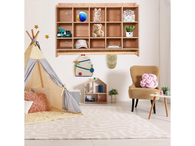 5-Section Cubby Storage Organizer with 15 Cubbies Classroom Coat Locker with Anti-Tip Anchors for Daycare, Kindergarten & Home Use