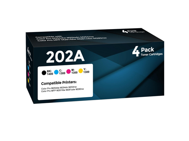 202A Toner Cartridges 4 Pack Compatible for HP 202A 202X Toner Cartridge Replacement for Color Laserjet Pro MFP M281fdw M281cdw M280nw, Pro M254dw...
