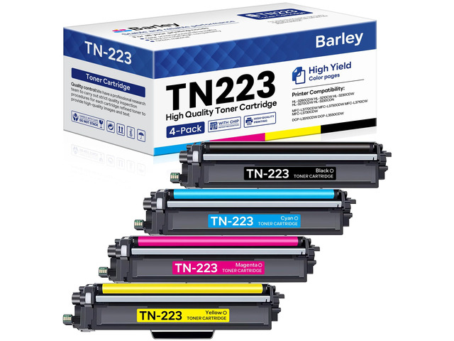 TN-223 TN223BK/C/M/Y Toner Cartridge 4 Pack Compatible TN223 4PK TN-223BK/C/M/Y Ink Cartridges Replacement for Brother TN223 Black Cyan Magenta...