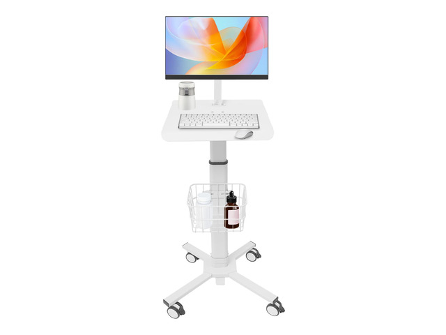 Medical Cart, Mobile Laptop Cart on Wheels, Load up to 17.6 lbs, Standing Rolling Desk Adjustable Height, Portable Workstation for, Medical Devices...
