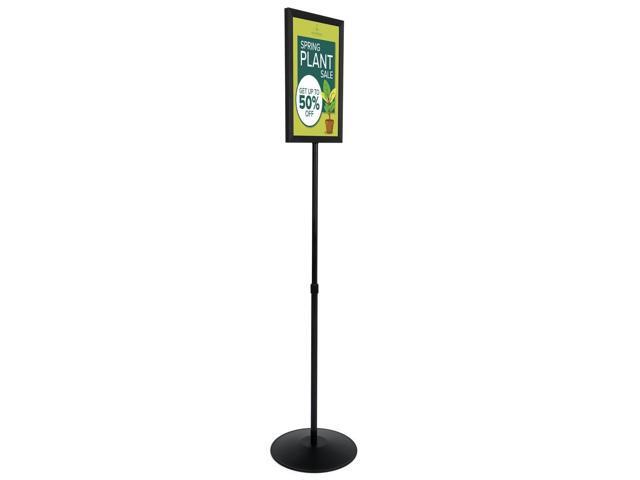 11x17 Sign Stand with Height-Adjustable Post, Top-Loading Sign Frame Includes PVC Backer and 2 Non-Glare Lenses for Double-Sided Presentations,.
