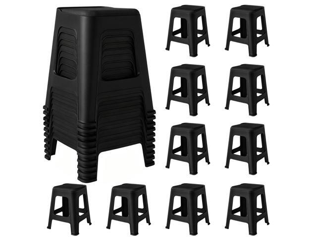 10 Pack Stackable Classroom Stools, 18.8' Height, Black Nesting Plastic Stacking Stool, Portable Backless Chairs, Flexible Seating, For...