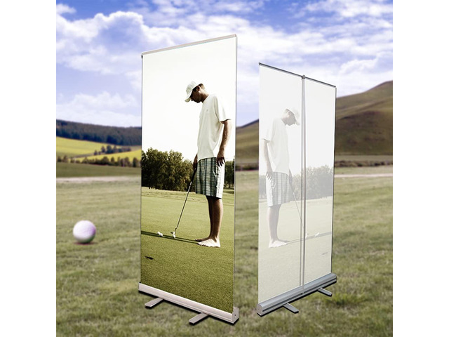 Retractable Roll Up Banner Stand with Aluminum Frame, Portable Sign Holder with Canvas Bag for Trade Shows, Advertising,Store Sign, Retail Display...