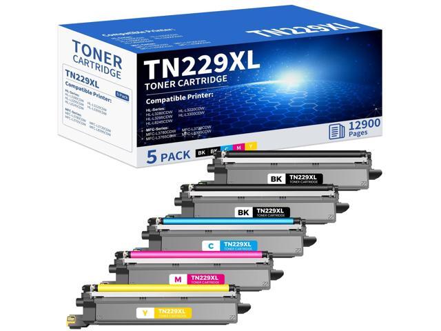 TN229XL Toner Cartridges 5 Pack Compatible for Brother TN-229XL BK/C/M/Y TN229xl/v 5PK Toner Cartridge High Yield Work With MFC-L3720CDW.