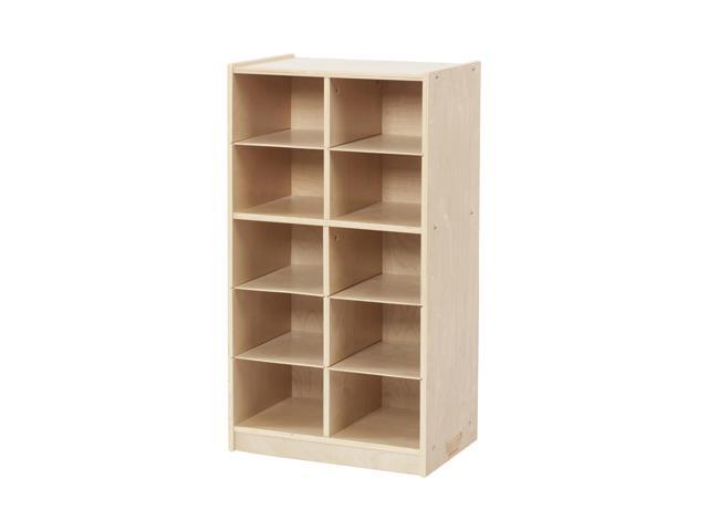 10-Compartment Mobile Cubby Storage Cabinet, 5x2, Toy Organizer, Natural
