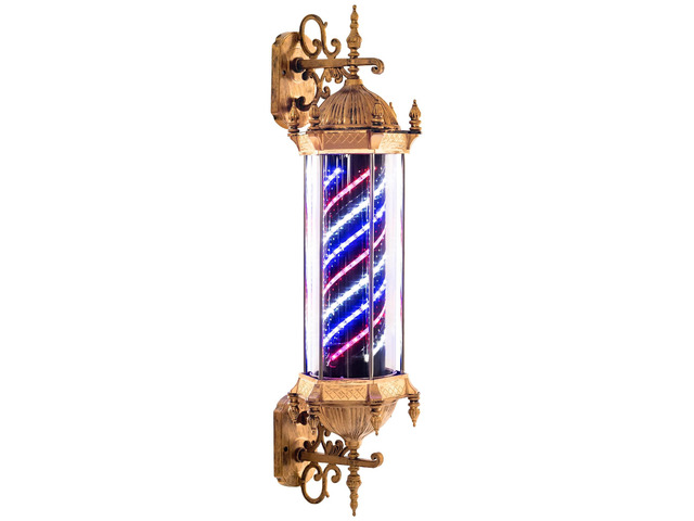 Barber Retro Style Light Pole, Hair Salon Shop Open Sign, Rotating Blue & Red & White LED Strips, Save Energy Waterproof for Salon L080
