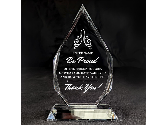 Personalized Engraved Thank You Award - Laser Engraved Design - Thank You - Add Your Own Text - Includes Gift Box - Thank You Award (Optic Crystal...