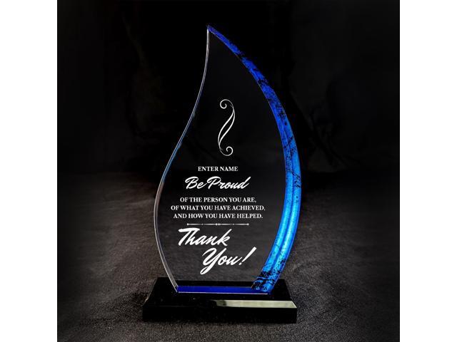 Personalized Engraved Thank You Award - Laser Engraved Design - Thank You - Add Your Own Text - Includes Gift Box - Thank You Award (Acrylic Blue.