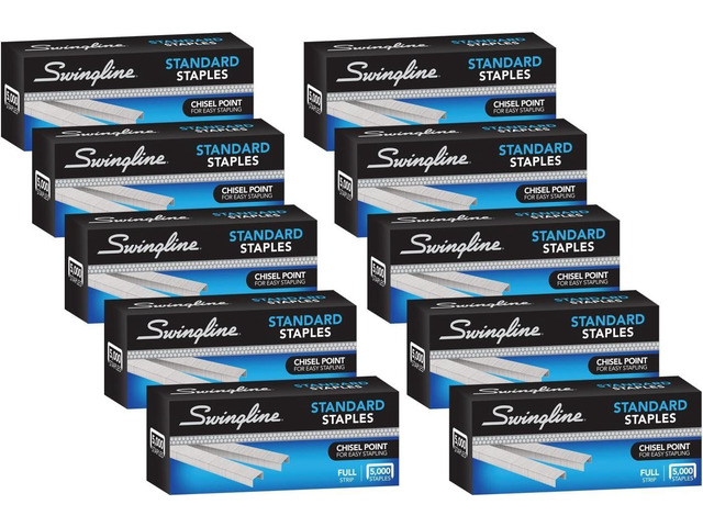 Staples, Standard Staples for Desktop Staplers, 1/4' Length, 210/Strip, 5000/Box (35111), (Pack of 50)