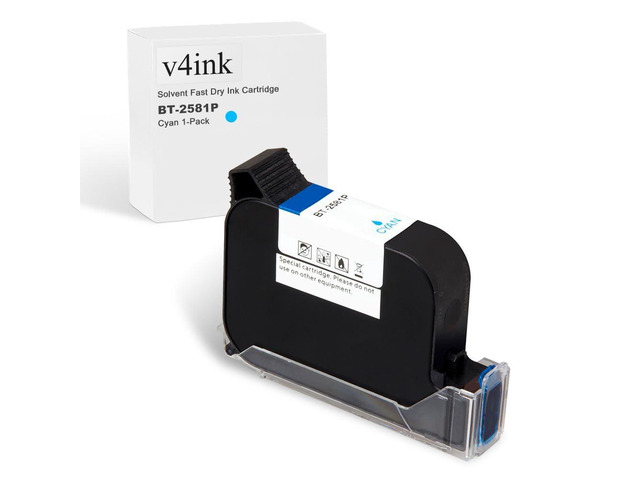 Bentsai BT-2581P Cyan Ink Cartridge 42ml Solvent Fast Dry Ink Replacement for Handheld Inkjet Printer BT-HH6105B2, BT-HH6105B3, B10