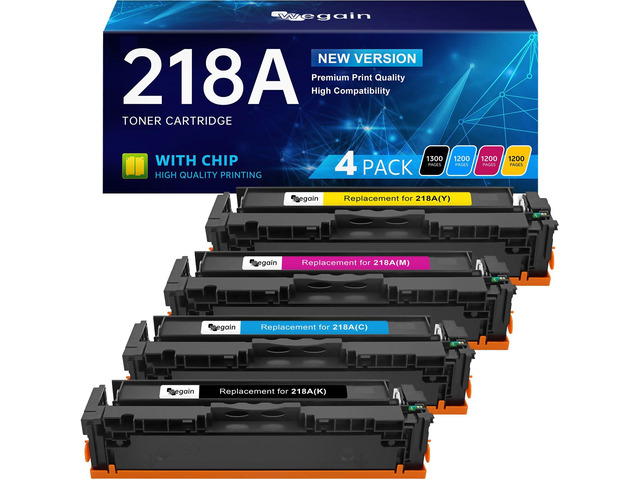 218A Toner Cartridges with Chip Compatible for HP 218A 218X 218 W2180A W2180X W2181A W2182A W2183A Replacement, for HP Color Pro MFP 3201dw, MFP...