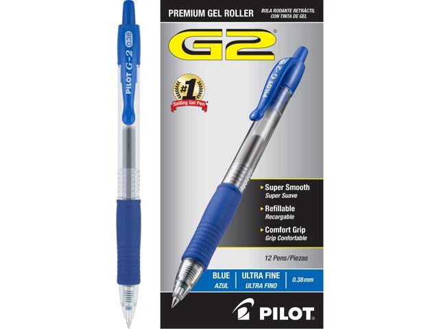 G2 Premium Refillable and Retractable Rolling Ball Gel Pens, Ultra Fine Point, Gel Ink Pens, 0.38mm, Blue Ink, 12 Count (Pack of 12)