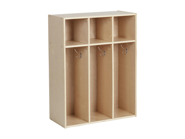 Streamline 3-Section Toddler Coat Locker with Cubby Storage, Kids Furniture, Natural