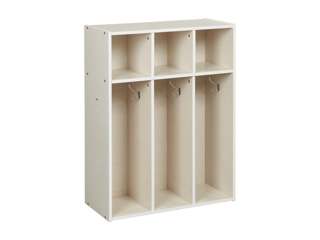 Streamline 3-Section Toddler Coat Locker with Cubby Storage, Kids Furniture, White Wash