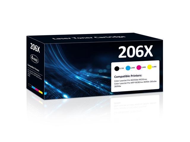 206X Toner Cartridges High Yield 4 Pack M283fdw M283cdw Toner Cartridges Compatible for HP 206X 206A Set for HP Color Laserjet Pro MFP M283fdw.