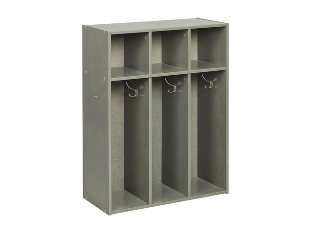 Streamline 3-Section Toddler Coat Locker with Cubby Storage, Kids Furniture, Grey Wash