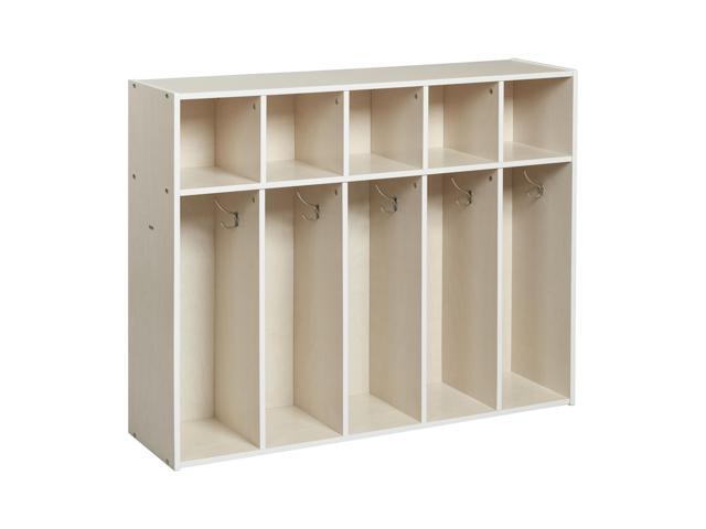 Streamline 5-Section Toddler Coat Locker with Cubby Storage, Kids Furniture, White Wash