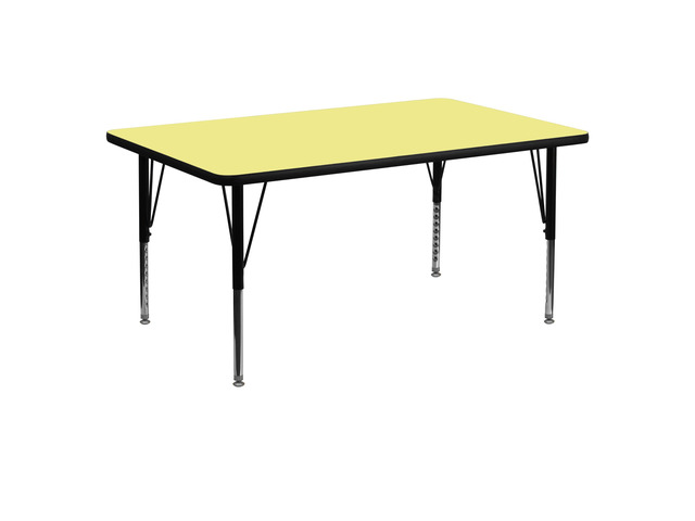 Wren 30''W x 60''L Rectangular Yellow Thermal Laminate Activity Table - Height Adjustable Short Legs