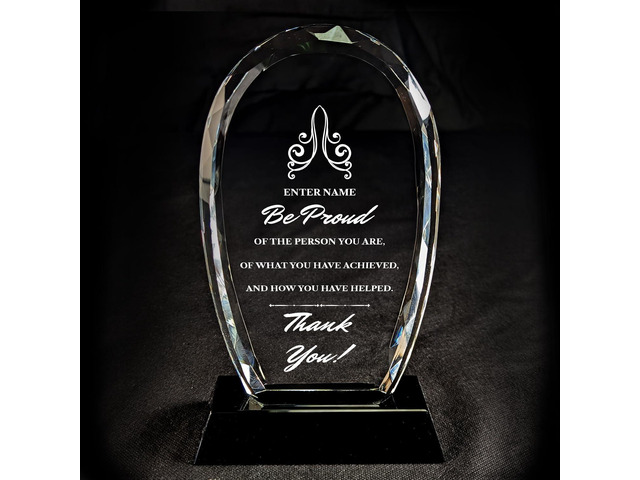 Personalized Engraved Thank You Award - Laser Engraved Design - Thank You - Add Your Own Text - Includes Gift Box - Thank You Award (Oval Facet...