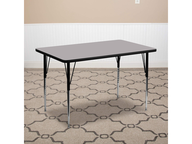 Adjustable Kids Activity Table for Home Use, Height-Adjustable Classroom Table for Kids, 24' W x 48' D x 21.125-30.125' H, Gray