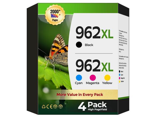 962XL 962 Ink Cartridges(4Pack) for 9015e 9025e 9018e 9010 9025(New Chip) Replacement for HP 962XL Ink Cartridges Combo Pack for OfficeJet Pro.
