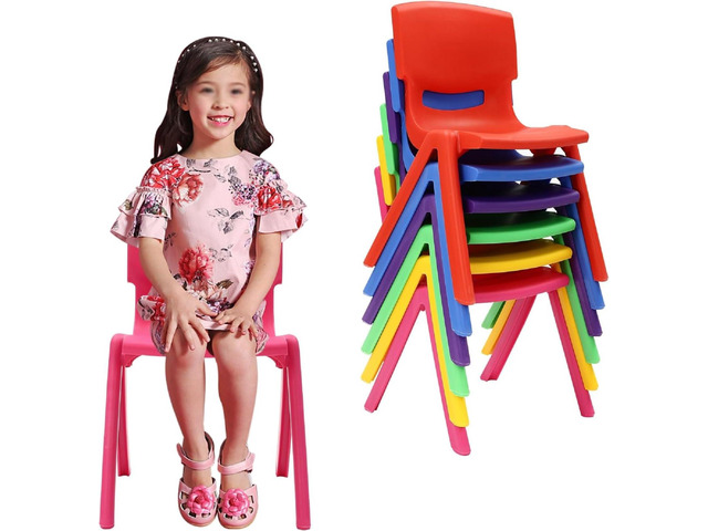 6Pcs Plastic Stackable School Chair, Kids Learning Chairs with 11 inch Seat Height Kids Colorful Stack Chairs 220lbs Capacity for Children Toddler...